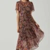 Mirella Floral Midi Dress 1 Mirella Floral Midi Dress -Dress Sales Store ACDR100436DS ORANGEPURPLEFLORAL 2