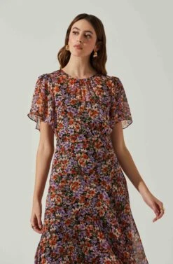 Mirella Floral Midi Dress 17 Mirella Floral Midi Dress -Dress Sales Store ACDR100436DS ORANGEPURPLEFLORAL 3