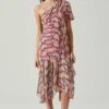 Santorini One Shoulder Midi Dress 2 Santorini One Shoulder Midi Dress -Dress Sales Store ACDR100550C PINKBLACKFLORAL 1