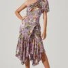Santorini Floral One Shoulder Midi Dress 2 Santorini Floral One Shoulder Midi Dress -Dress Sales Store ACDR100550SB LILACMULTIFLORAL 1