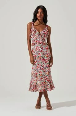Wildflower Ruffle Cutout Midi Dress -Dress Sales Store ACDR100906 PINKREDFLORAL 1 e9d0243e 79ac 4fd6 a722 ef066b35eb85
