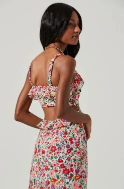 Wildflower Ruffle Cutout Midi Dress -Dress Sales Store ACDR100906 PINKREDFLORAL 4 6b1aa250 2519 4a40 a698 ad4bbb75688d
