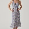 Wildflower Ruffle Cutout Midi Dress 1 Wildflower Ruffle Cutout Midi Dress -Dress Sales Store ACDR100906 PURPLEBLUEFLORAL 2