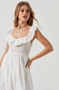Cottage Eyelet Ruffle Midi Dress 10 Cottage Eyelet Ruffle Midi Dress -Dress Sales Store ACDR101156 WHITE 0864