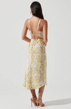 Sandrine Floral Halter Midi Dress 18 Sandrine Floral Halter Midi Dress -Dress Sales Store ACDR101203B CREAMYELLOWFLORAL 0123