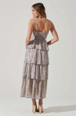 Midsummer Floral Tiered Maxi Dress -Dress Sales Store ACDR101226B LAVENDERYELLOWFLR 6