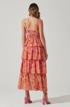 Midsummer Floral Tiered Maxi Dress -Dress Sales Store ACDR101226B MAGENTAYELLOWFLRL 6