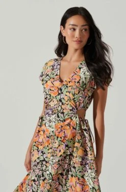Miranda Floral Print Midi Dress 9 Miranda Floral Print Midi Dress -Dress Sales Store ACDR101340B ORANGEBLACKFLORAL 3