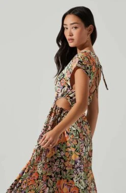 Miranda Floral Print Midi Dress 10 Miranda Floral Print Midi Dress -Dress Sales Store ACDR101340B ORANGEBLACKFLORAL 4