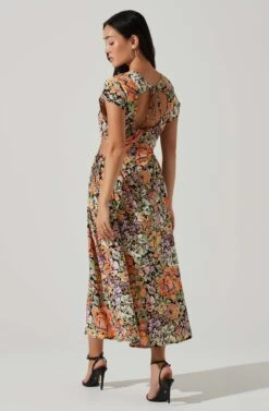 Miranda Floral Print Midi Dress 11 Miranda Floral Print Midi Dress -Dress Sales Store ACDR101340B ORANGEBLACKFLORAL 5