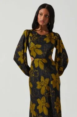 Best Seller -Dress Sales Store ACDR101358 BLACKMUSTARDFLORAL 3