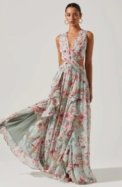 Noya Floral Cutout Maxi Dress 20 Noya Floral Cutout Maxi Dress -Dress Sales Store ACDR101457 AQUAPINKFLORAL 6 2