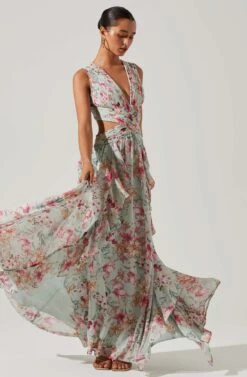 Noya Floral Cutout Maxi Dress 22 Noya Floral Cutout Maxi Dress -Dress Sales Store ACDR101457 AQUAPINKFLORAL 6 3