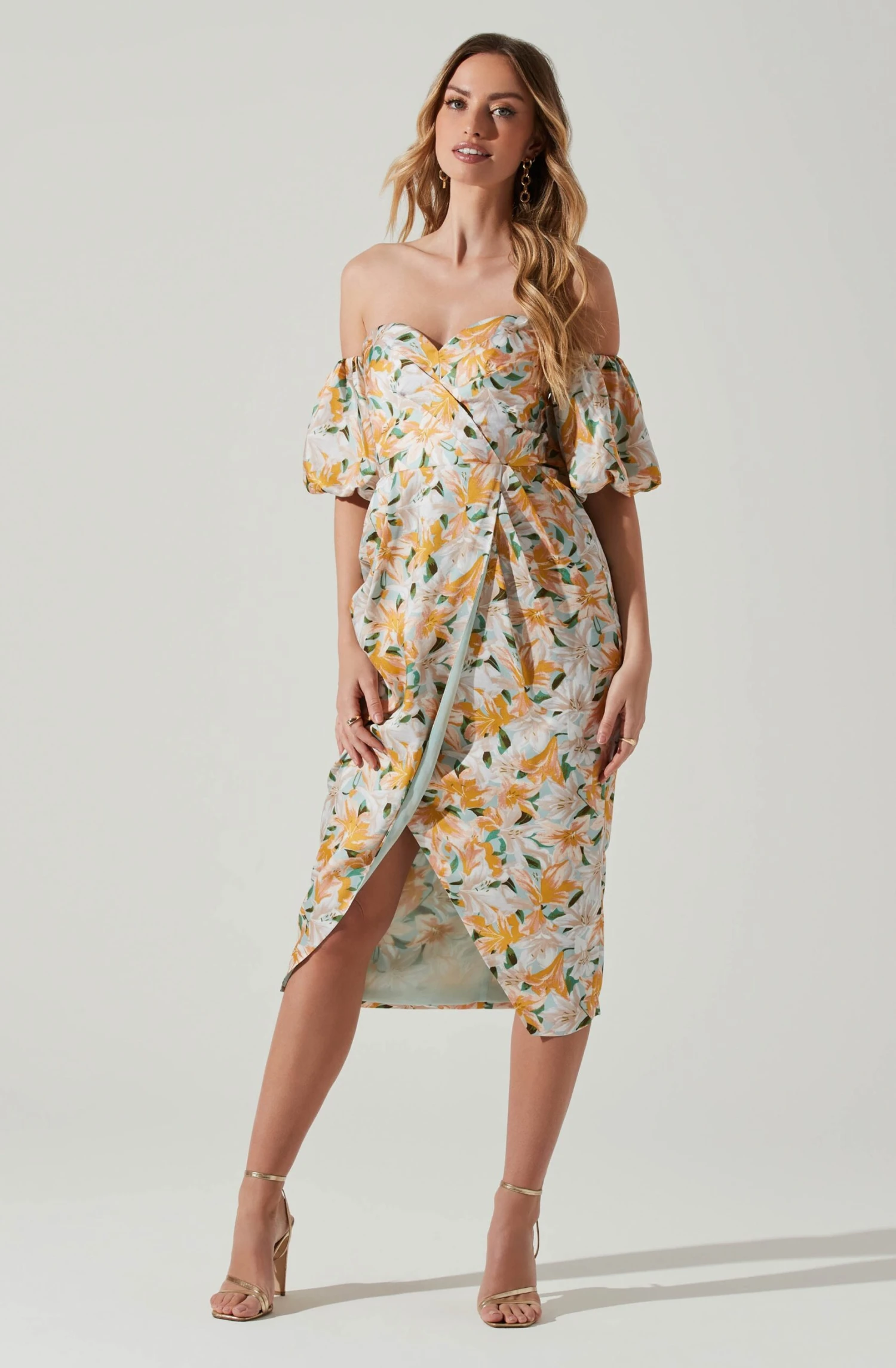 Zurina Floral Off Shoulder Midi Dress 5 Zurina Floral Off Shoulder Midi Dress - Image 3
