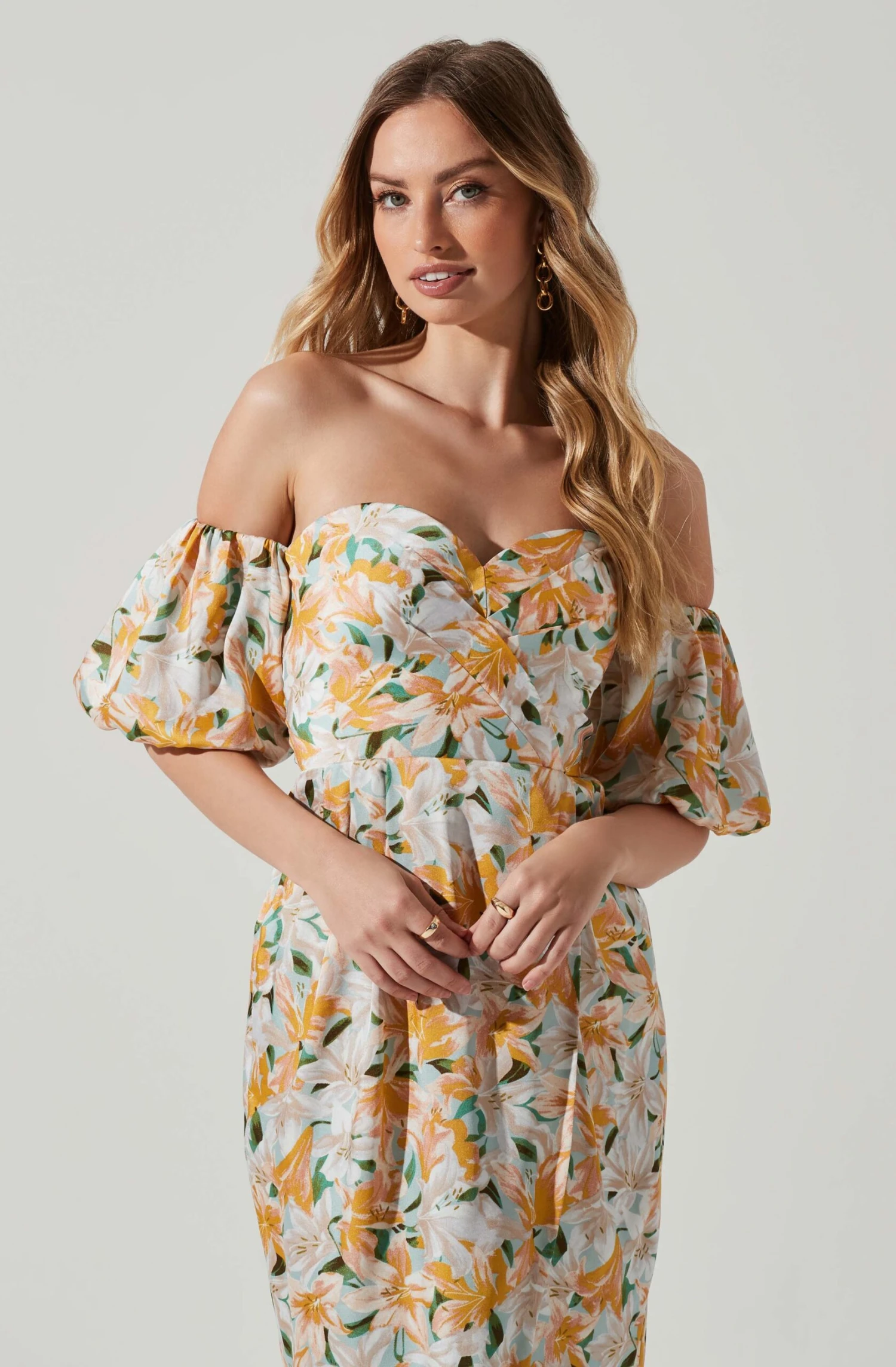 Zurina Floral Off Shoulder Midi Dress 6 Zurina Floral Off Shoulder Midi Dress - Image 4