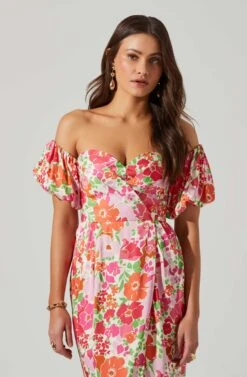 Zurina Floral Off Shoulder Midi Dress 21 Zurina Floral Off Shoulder Midi Dress -Dress Sales Store ACDR101549 PINKFLORAL 4