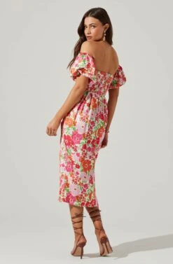 Zurina Floral Off Shoulder Midi Dress 24 Zurina Floral Off Shoulder Midi Dress -Dress Sales Store ACDR101549 PINKFLORAL 6