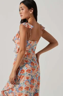 Mahalia Floral Sweetheart Ruffle Midi Dress 15 Mahalia Floral Sweetheart Ruffle Midi Dress -Dress Sales Store ACDR101550 BLUEORANGEFLORAL 4