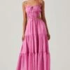 Odina Smocked Cutout Tiered Maxi Dress 2 Odina Smocked Cutout Tiered Maxi Dress -Dress Sales Store ACDR101551S PINK 1