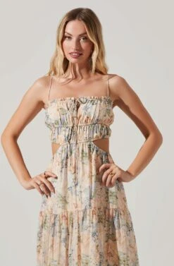 Odina Floral Smocked Tiered Midi Dress 9 Odina Floral Smocked Tiered Midi Dress -Dress Sales Store ACDR101551 BLUEPEACHFLORAL 5 3