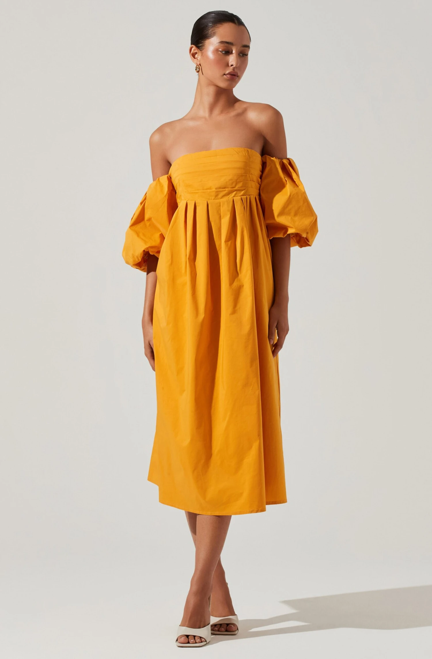 Carlin Off Shoulder Puff Sleeve Midi Dress 3 Carlin Off Shoulder Puff Sleeve Midi Dress