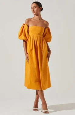 Carlin Off Shoulder Puff Sleeve Midi Dress 19 Carlin Off Shoulder Puff Sleeve Midi Dress -Dress Sales Store ACDR101554 MANGO 2