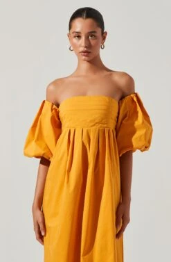 Carlin Off Shoulder Puff Sleeve Midi Dress 20 Carlin Off Shoulder Puff Sleeve Midi Dress -Dress Sales Store ACDR101554 MANGO 4