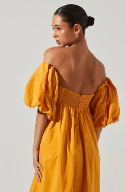 Carlin Off Shoulder Puff Sleeve Midi Dress 21 Carlin Off Shoulder Puff Sleeve Midi Dress -Dress Sales Store ACDR101554 MANGO 5