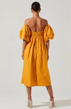 Carlin Off Shoulder Puff Sleeve Midi Dress 22 Carlin Off Shoulder Puff Sleeve Midi Dress -Dress Sales Store ACDR101554 MANGO 6