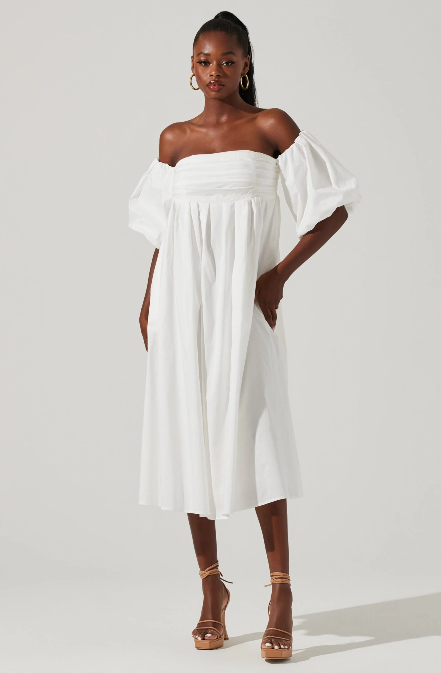 Carlin Off Shoulder Puff Sleeve Midi Dress 13 Carlin Off Shoulder Puff Sleeve Midi Dress - Image 11