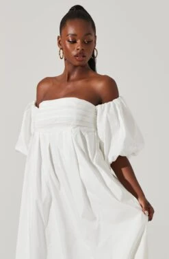Carlin Off Shoulder Puff Sleeve Midi Dress 29 Carlin Off Shoulder Puff Sleeve Midi Dress -Dress Sales Store ACDR101554 WHITE 3