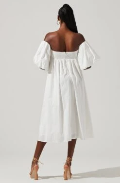 Carlin Off Shoulder Puff Sleeve Midi Dress 31 Carlin Off Shoulder Puff Sleeve Midi Dress -Dress Sales Store ACDR101554 WHITE 5