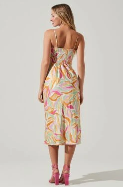 Mariela Abstract Print Midi Dress 10 Mariela Abstract Print Midi Dress -Dress Sales Store ACDR101558R MUSTARDPINKFLORAL 4
