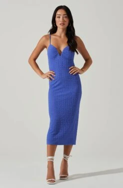 Signy Textured Midi Dress 20 Signy Textured Midi Dress -Dress Sales Store ACDR101570L MARINEBLUE 1