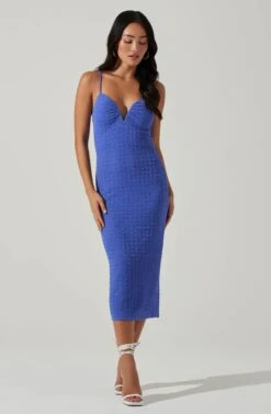 Signy Textured Midi Dress 22 Signy Textured Midi Dress -Dress Sales Store ACDR101570L MARINEBLUE 2