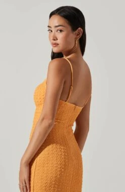 Signy Textured Midi Dress 18 Signy Textured Midi Dress -Dress Sales Store ACDR101570L TANGERINE 3