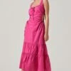 Bridget Side Cutout Tiered Midi Dress 2 Bridget Side Cutout Tiered Midi Dress -Dress Sales Store ACDR101571 FUCHSIA 1