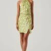 Quinta Retro Floral Halter Mini Dress 2 Quinta Retro Floral Halter Mini Dress -Dress Sales Store ACDR101581 CELERYFLORAL 1