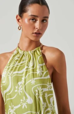 Quinta Retro Floral Halter Mini Dress 12 Quinta Retro Floral Halter Mini Dress -Dress Sales Store ACDR101581 CELERYFLORAL 4