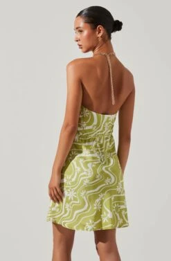 Quinta Retro Floral Halter Mini Dress 13 Quinta Retro Floral Halter Mini Dress -Dress Sales Store ACDR101581 CELERYFLORAL 5