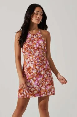 Laylin Floral Halter Cutout Mini Dress 9 Laylin Floral Halter Cutout Mini Dress -Dress Sales Store ACDR101590 RUSTMAGENTAFLORAL 3