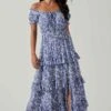 Viona Floral Off Shoulder Tiered Maxi Dress 2 Viona Floral Off Shoulder Tiered Maxi Dress -Dress Sales Store ACDR101591 BLUEWHITEMULTI 2