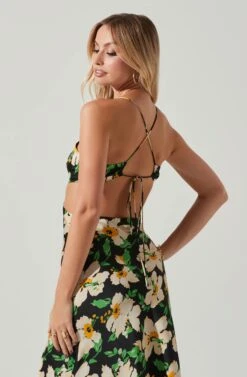 Norelle Satin Floral Midi Dress 10 Norelle Satin Floral Midi Dress -Dress Sales Store ACDR101596 BLACKFLORAL 4