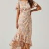 Veida Floral Cutout Midi Dress 2 Veida Floral Cutout Midi Dress -Dress Sales Store ACDR101620 TANGERINEPURPLEFLR 1