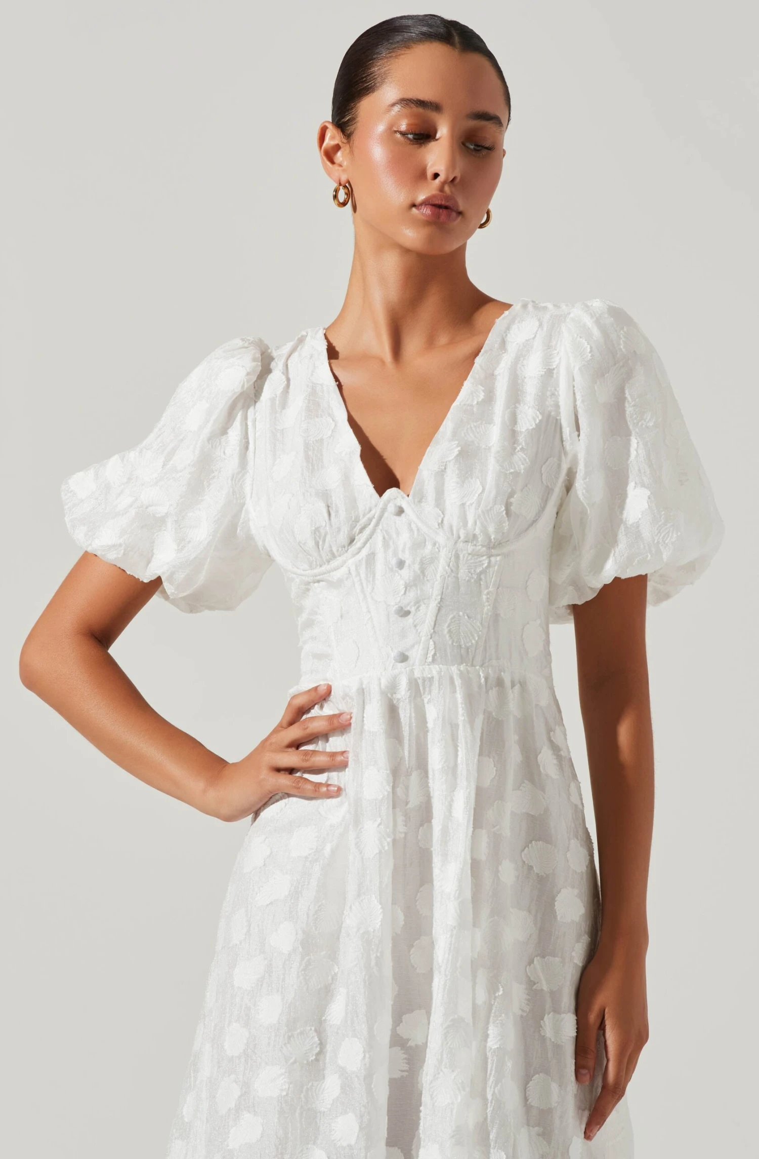 Sandy Polka Dot Puff Sleeve Midi Dress 4 Sandy Polka Dot Puff Sleeve Midi Dress - Image 2