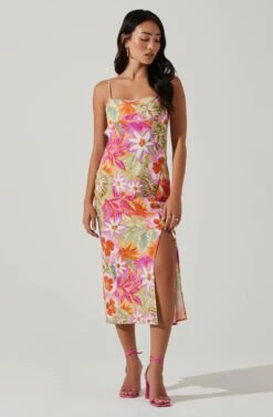 Gabriella Floral Strappy Back Midi Dress 9 Gabriella Floral Strappy Back Midi Dress -Dress Sales Store ACDR101629L ORANGEPURPLEMULTI 2