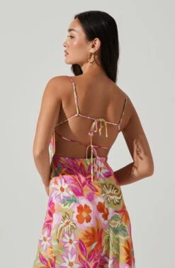 Gabriella Floral Strappy Back Midi Dress 10 Gabriella Floral Strappy Back Midi Dress -Dress Sales Store ACDR101629L ORANGEPURPLEMULTI 4