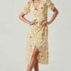 Martina Floral Ruched Midi Dress 2 Martina Floral Ruched Midi Dress -Dress Sales Store ACDR101635 YELLOWRUSTFLORL 1