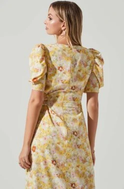 Martina Floral Ruched Midi Dress 10 Martina Floral Ruched Midi Dress -Dress Sales Store ACDR101635 YELLOWRUSTFLORL 4