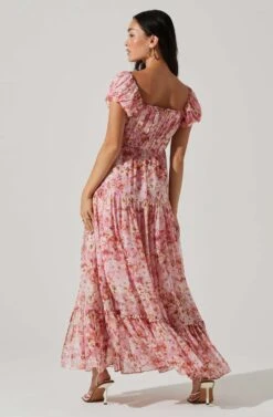 Roseline Off Shoulder Floral Maxi Dress 16 Roseline Off Shoulder Floral Maxi Dress -Dress Sales Store ACDR101641 PINKORANGE 5